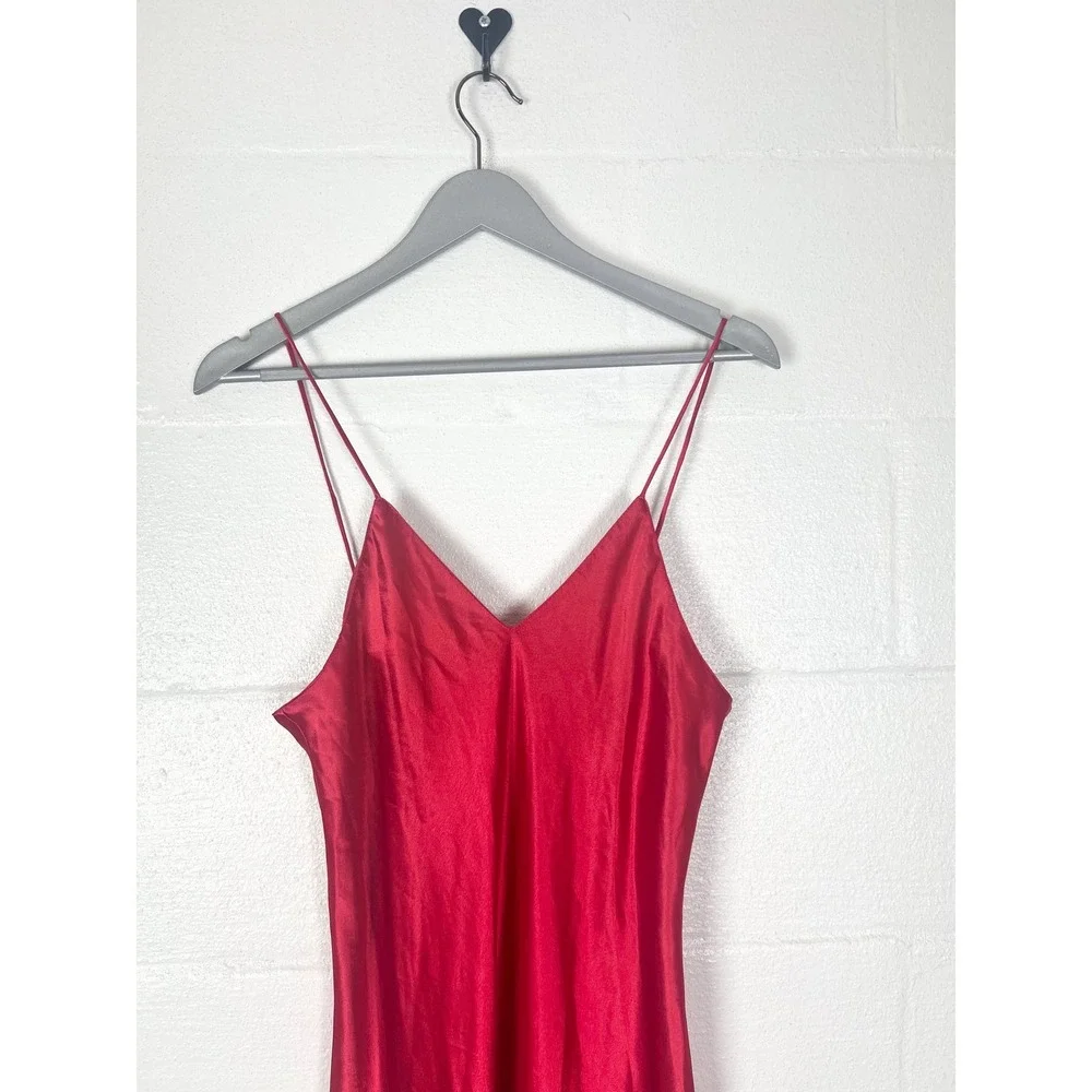 Vintage maxi length lingerie slip dress nightgown Red large slinky silky sexy - Picture 3 of 7